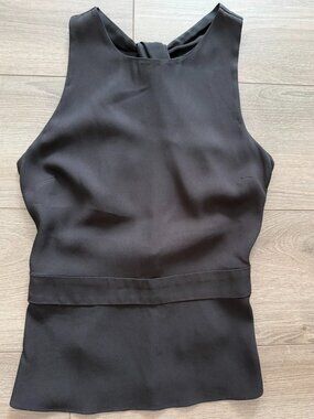A.L.C. Black Twist Back Peplum Top Size 2